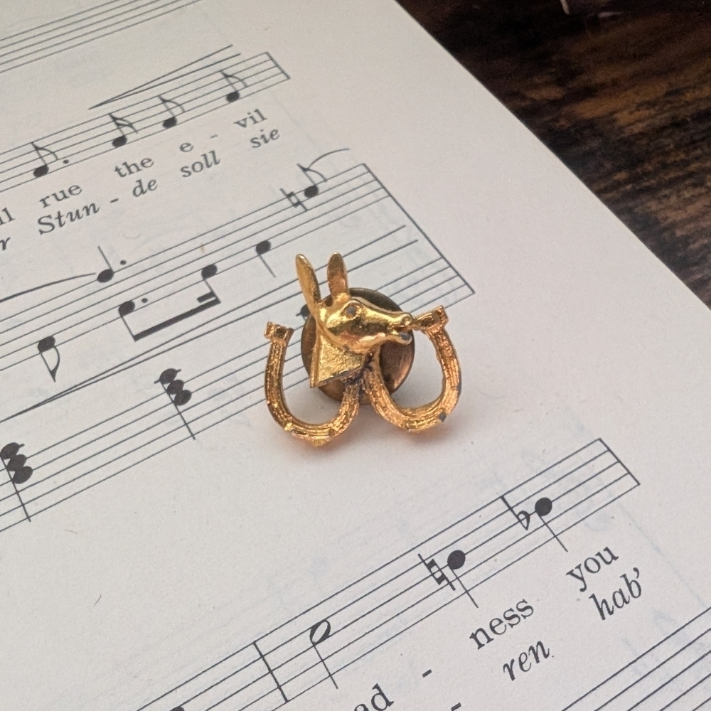 Gold Horse Head Brooch